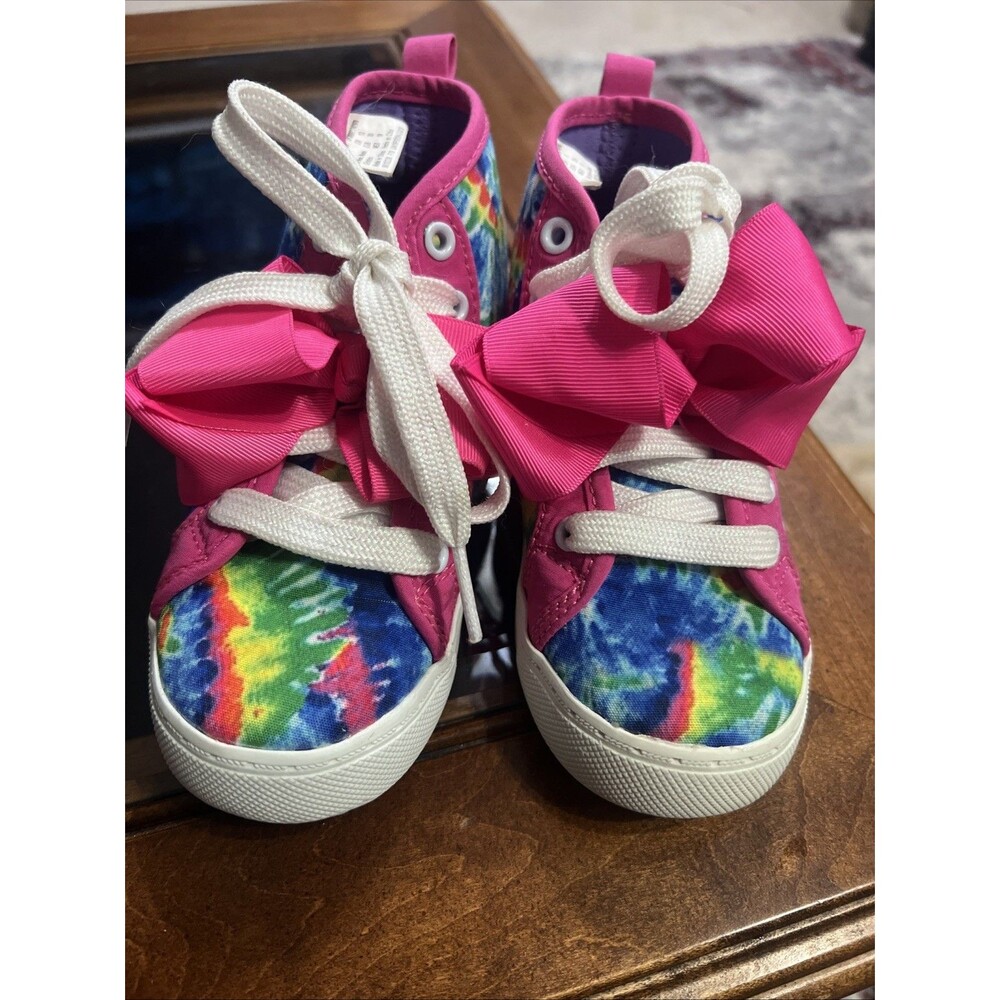 JoJo Siwa High Top Sneakers Kids Size 12‎ Multi Color Tie Dye Bows